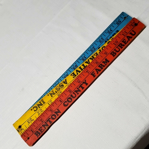 Wood Folding Ruler VTG  Advertising Farm Bureau Co-op Phone Rustic Primitive - Picture 11 of 13